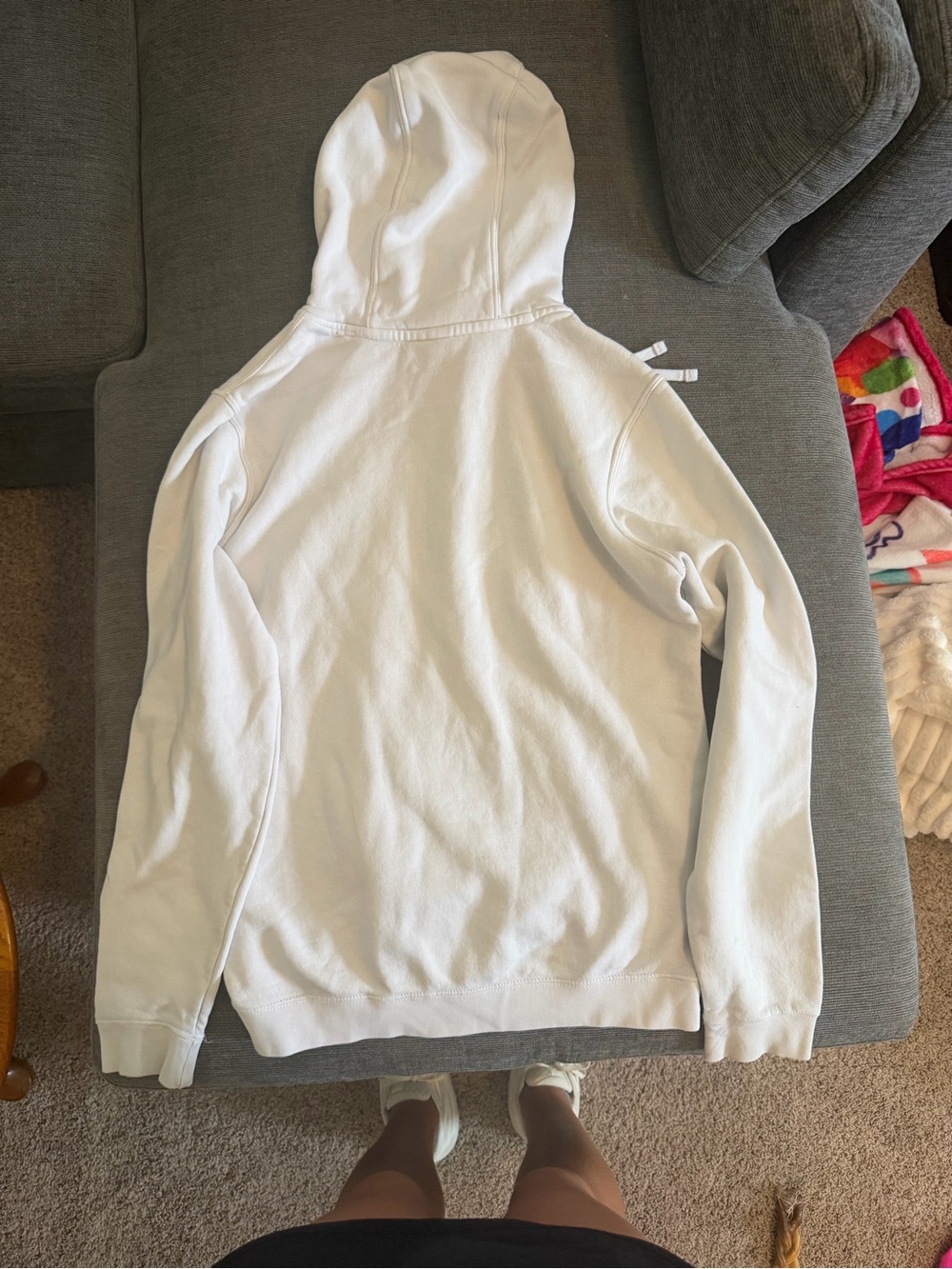 Nike White Men’s Pullover Hoodie with Black Swoosh - Picture 2 of 4